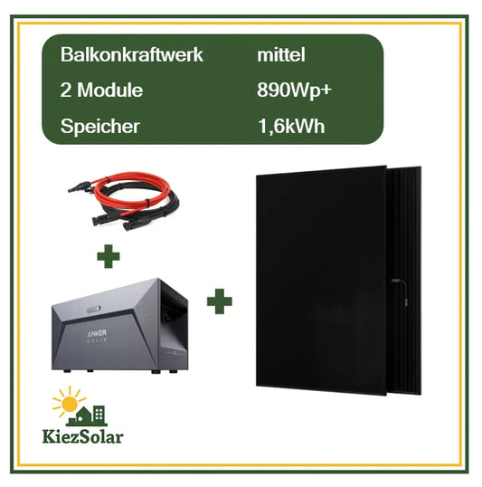 Balkonkraftwerk mittel - 2‑Module - mit Speicher